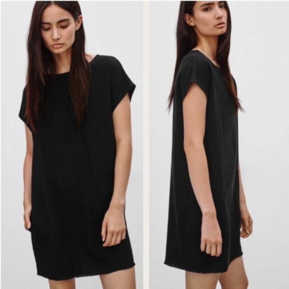 Wilfred Free Black Sleeveless Faux Suede Shift Dress w/ Pockets